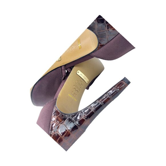 ABS by Allen Schwartz Purple Satin Peep Toe Pumps - Jewel Accent - Size 9.5 - Picture 6 of 14